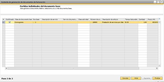 SAP Business One - Gestión de proyectos - Asistente de generación de documentos 2