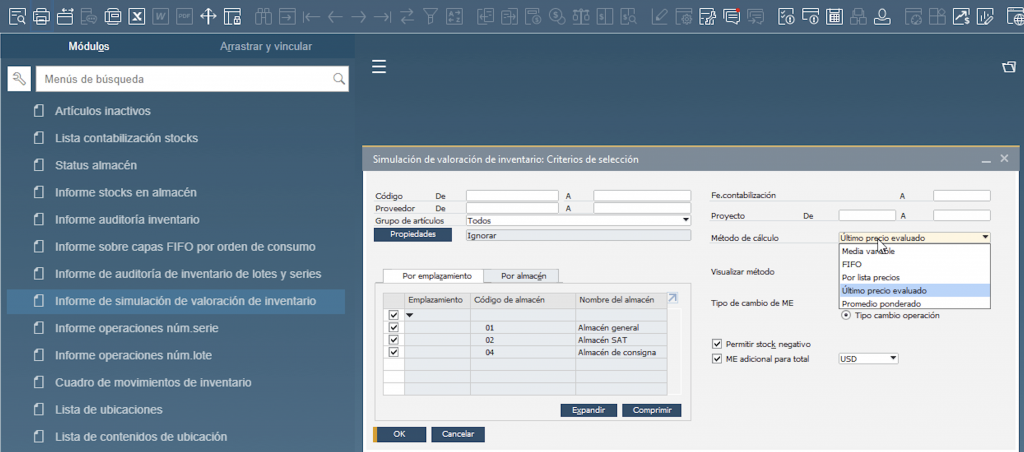 Informe de simulación de valoración de inventario