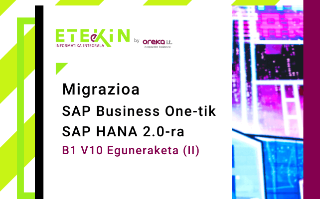 SAP Business One migrazioa SAP HANA 2.0ra eta B1 v10era eguneratzea (II)